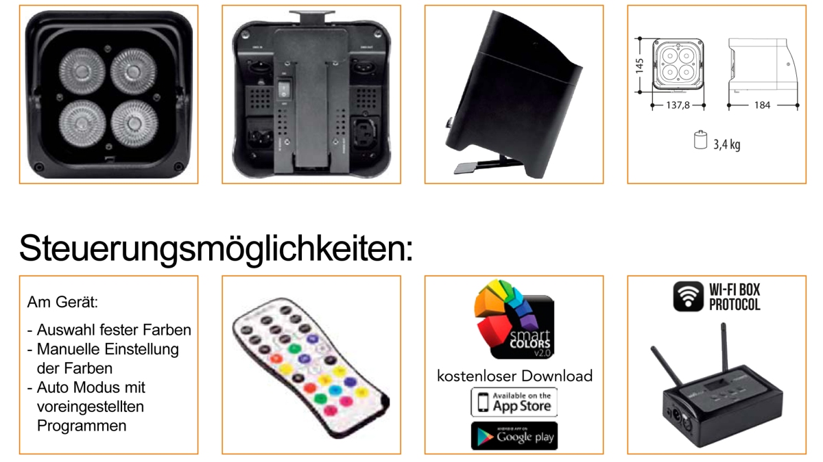 Prolights SmartBat RGBW LED Akkuleuchte